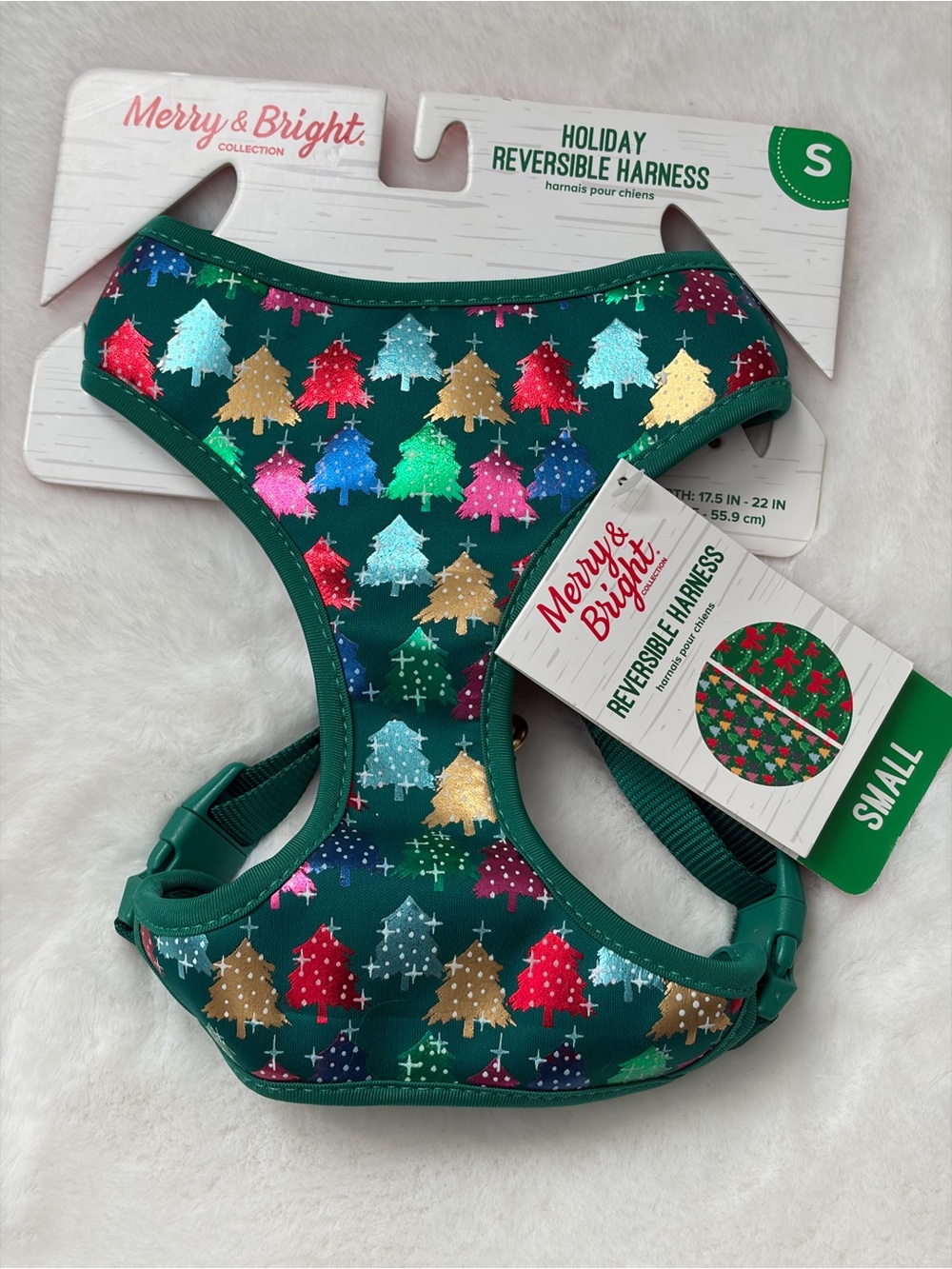 Green Holiday Reversible Small Pet Harness